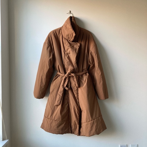 kimono cocoon duvet wrap coat oversized puffer jacket robe belted belt pumpkin s - Picture 4 of 10